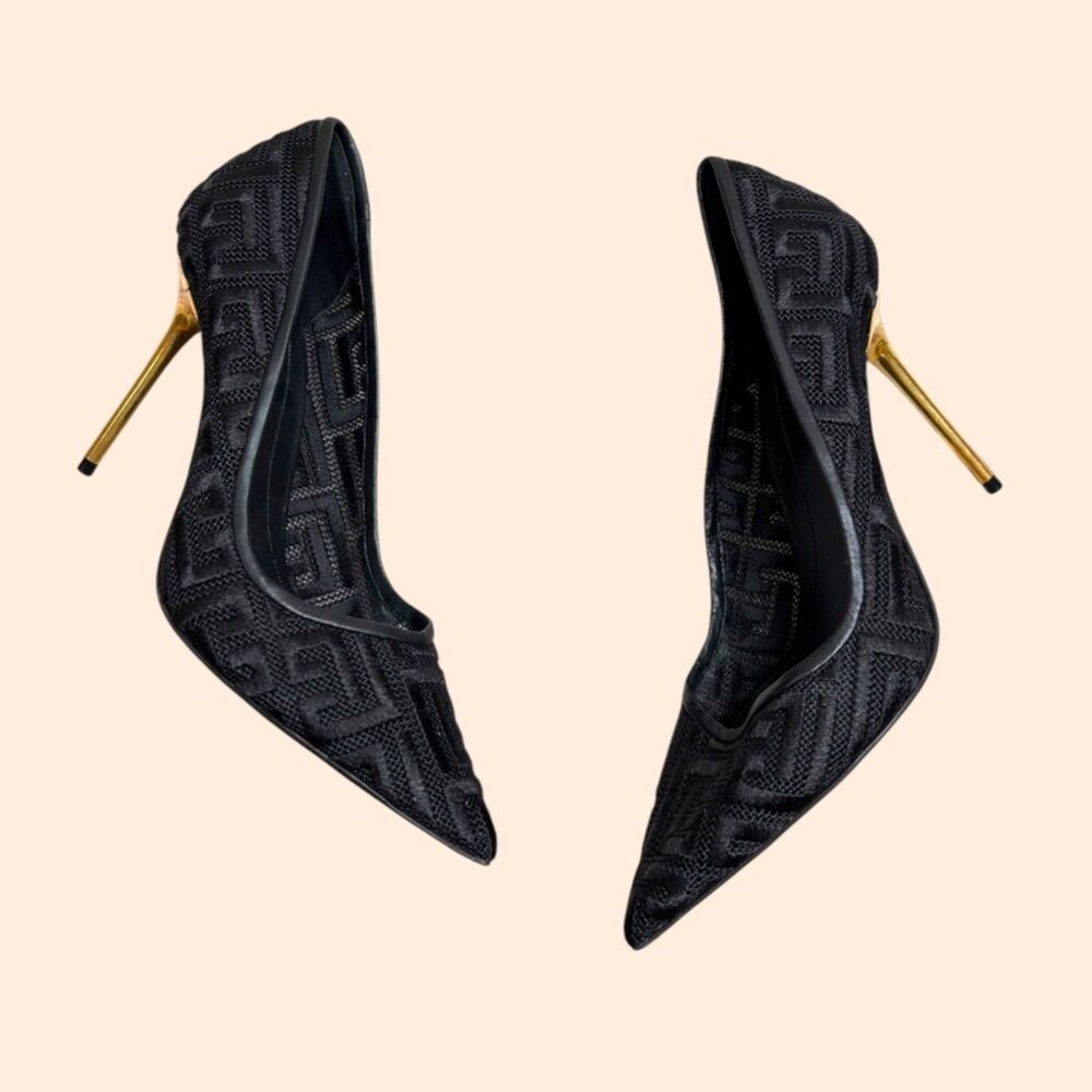 Balmain Ruby Mesh Monogram Pumps